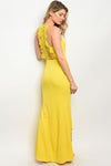 YELLOW WITH FLOWER PRINT DRESS D07088