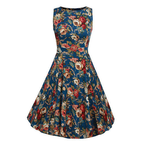 Elegant Vintage Floral Print Dress