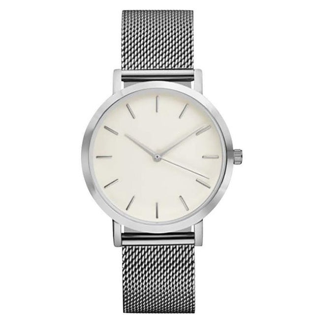 Crystal Stainless Steel Analog Wristwatch