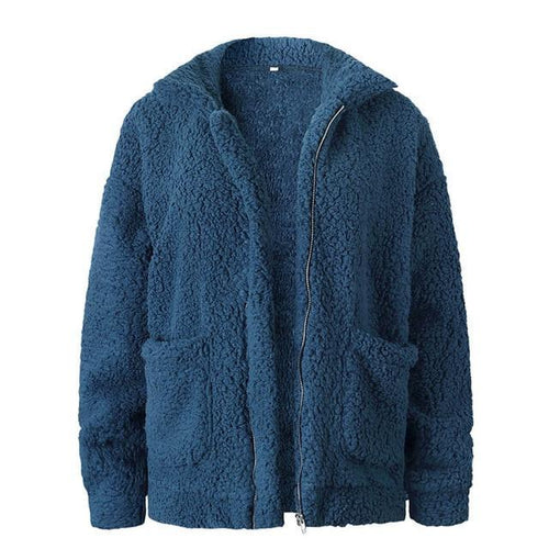 Fleece faux shearling fur jacket