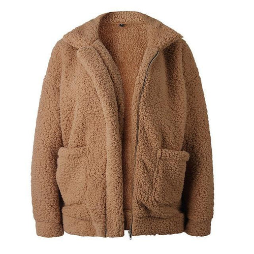 Fleece faux shearling fur jacket